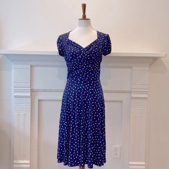 LEOTA Medium Dress Retro Pinup Polka Dot Dress M 40s Homecoming Slinky Classic - Picture 7 of 17